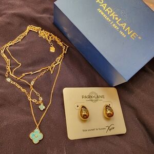 Park Lane Gold and Blue Necklace and Earring Set
